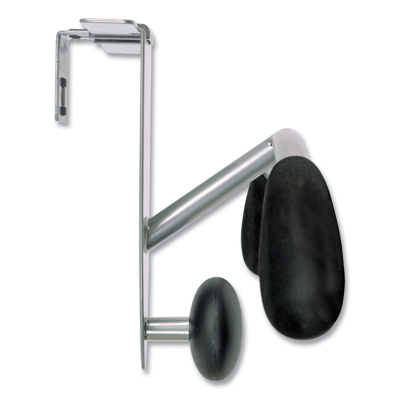 Alba Hanger Shaped Partition Coat Hook, Silver/Black, 15 x 4 1/2 x 7 7/8