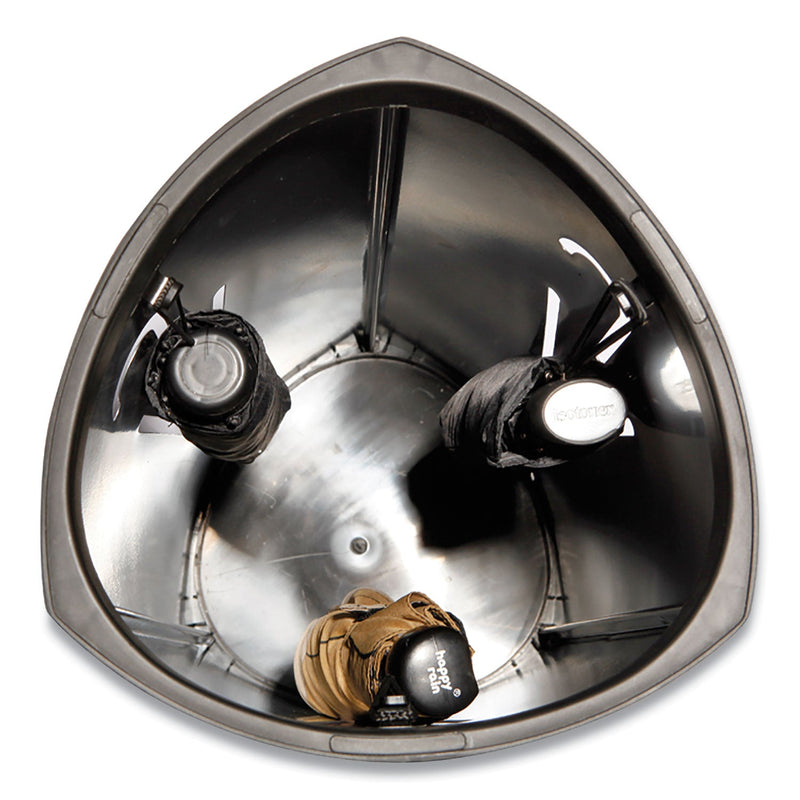 Alba Triangular Umbrella Stand, Steel, 10.25w x 10.25d x 23.67h, Silver/Black