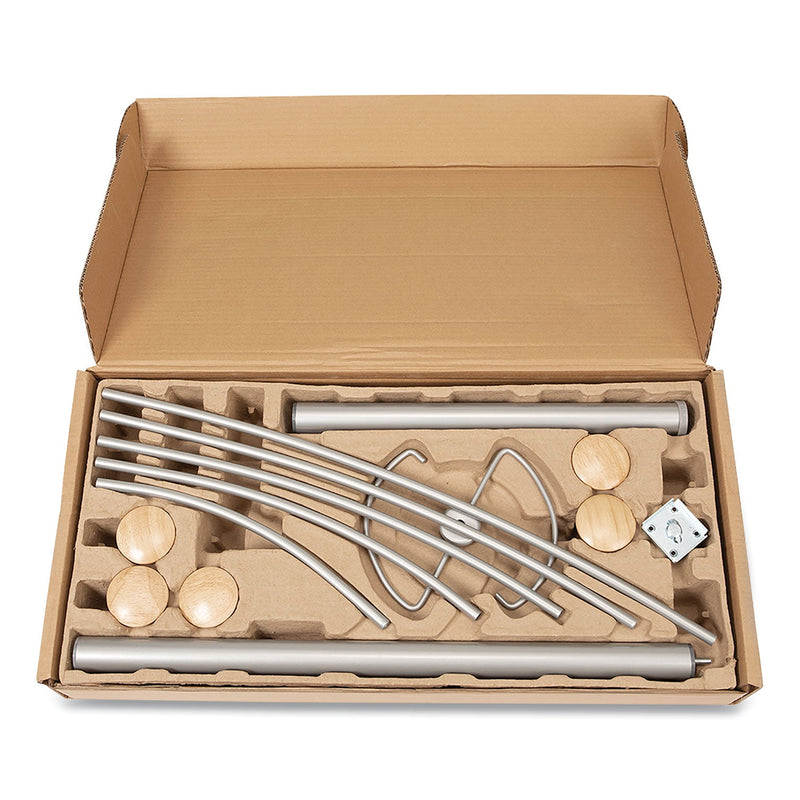 Alba Festival Coat Stand with Umbrella Holder, Five Knobs, 14w x 14d x 73.67h, Silver Gray