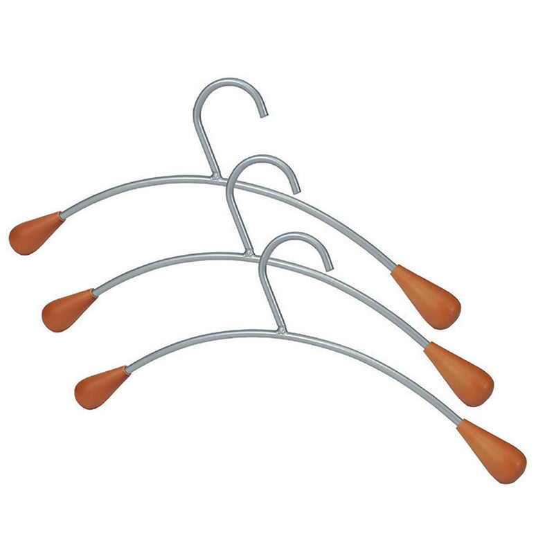 Alba Metal and Wood Coat Hangers, 6/Set, Gray/Mahogany