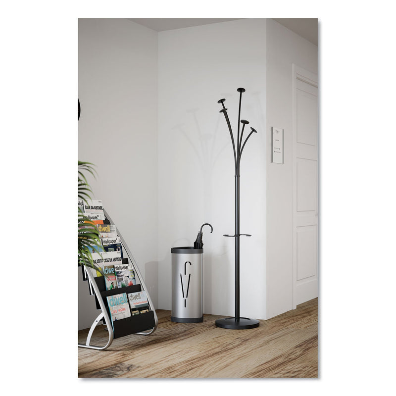 Alba Triangular Umbrella Stand, Steel, 10.25w x 10.25d x 23.67h, Silver/Black