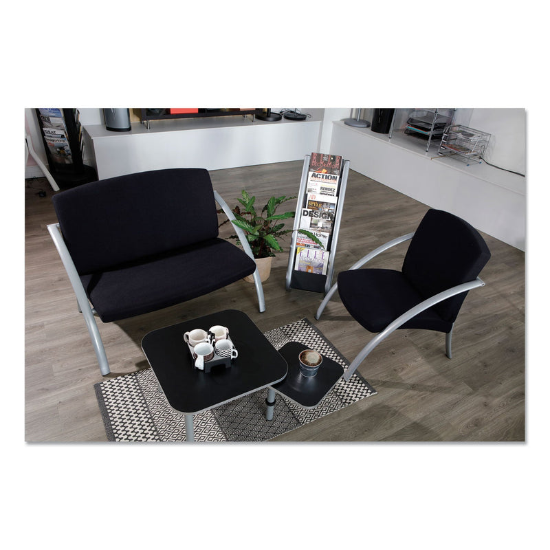 Alba Literature Floor Rack, 6 Pocket, 13.33w x 19.67d x 36.67h, Silver Gray/Black