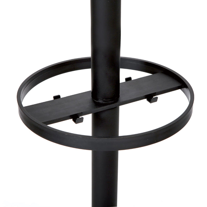Alba Stan3 Steel Coat Rack, Stand Alone Rack, Eight Knobs, 15w x 15d x 69.3h, Black