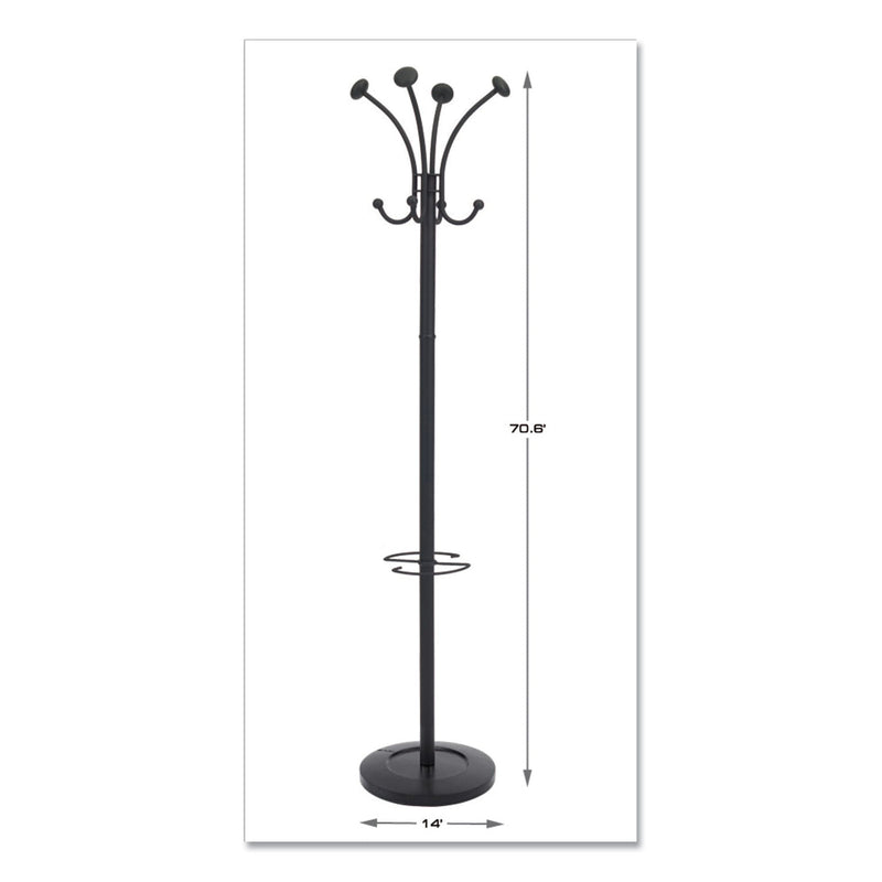 Alba Viena Coat Stand, Eight Knobs, Steel, 16w x 16d x 70.5h, Black