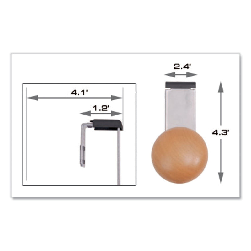 Alba Cubicle Garment Peg, 1 Hook, 1 1/5 x 1 3/8 x 4 3/10, Metallic Gray