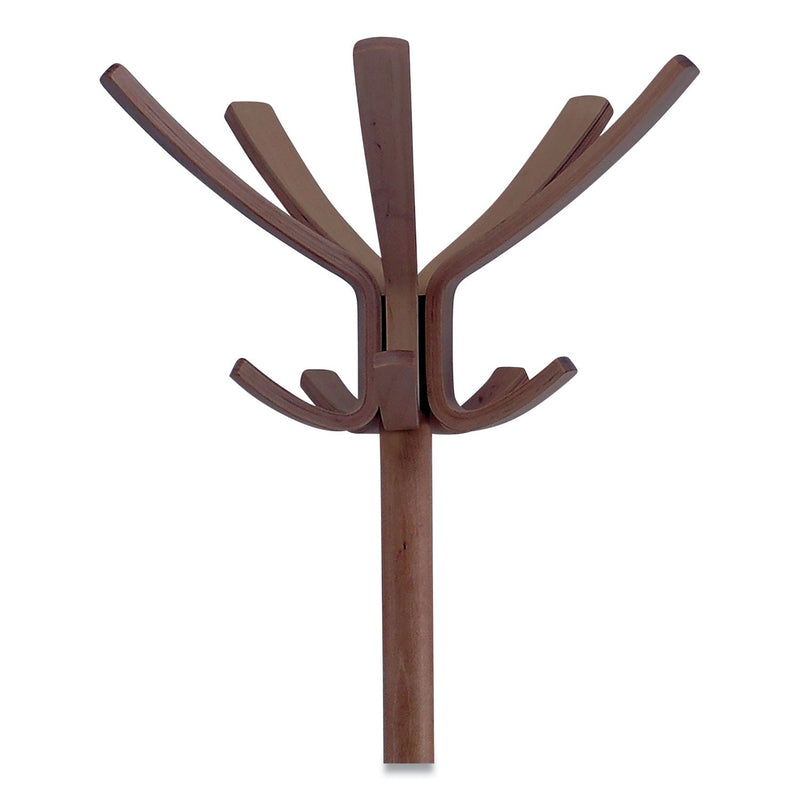 Alba Cafe Wood Coat Stand, Ten Peg/Five Hook, 21.67w x 21.67d x 69.33h, Espresso Brown