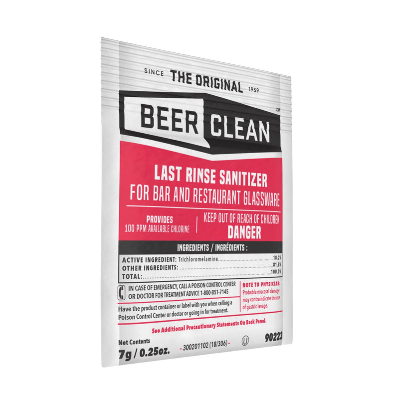 Diversey Beer Clean Last Rinse Glass Sanitizer, Powder, 0.25 oz Packet, 100/Carton