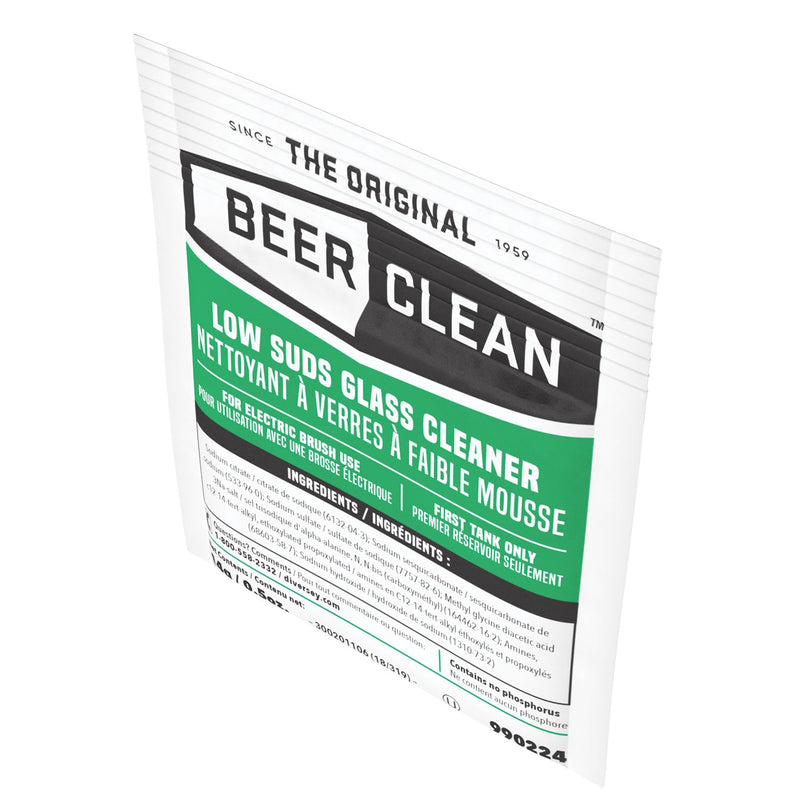 Diversey Beer Clean Glass Cleaner, Powder, 0.5 oz Packet, 100/Carton