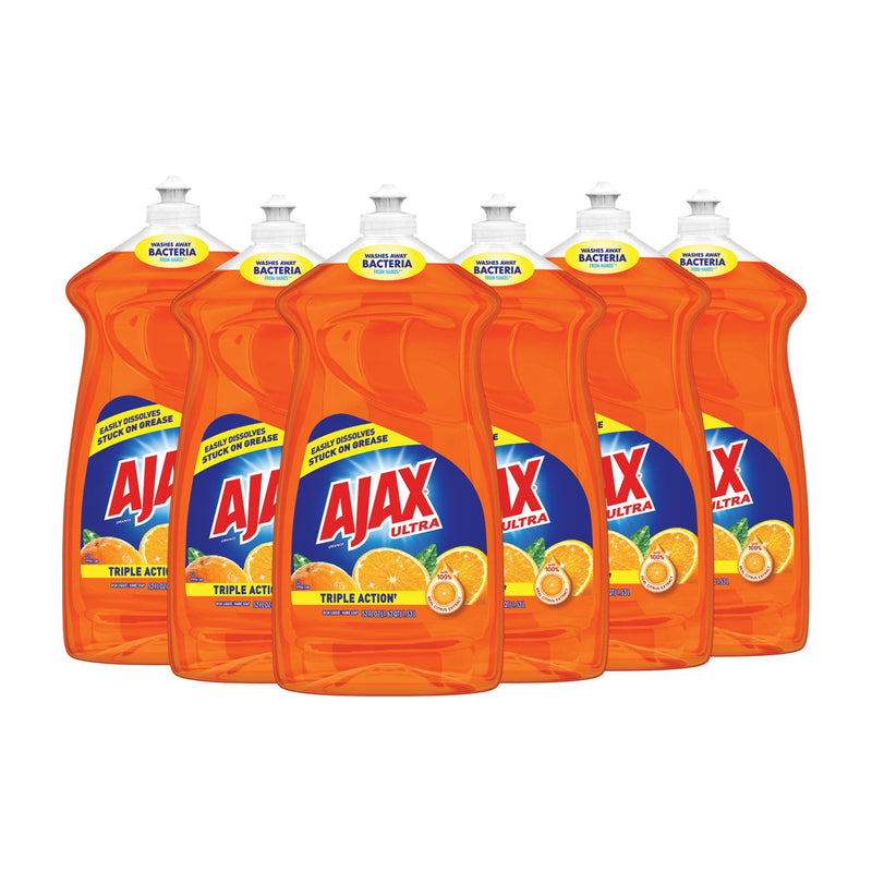 Ajax Dish Detergent, Liquid, Antibacterial, Orange, 52 oz, Bottle, 6/Carton