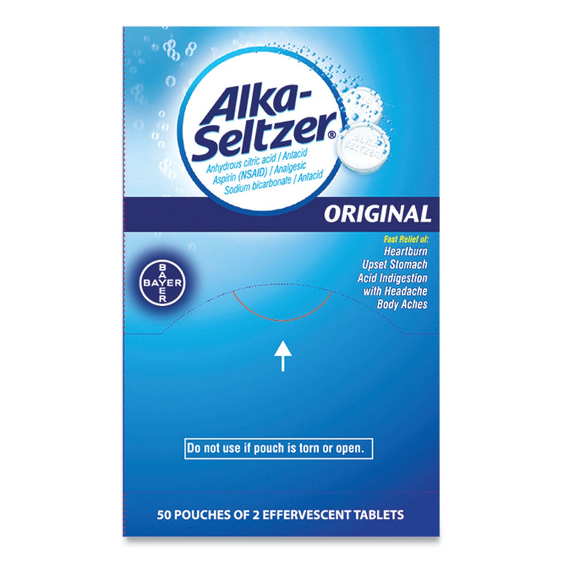 Alka-Seltzer Antacid and Pain Relief Medicine, Two-Pack, 50 Packs/Box