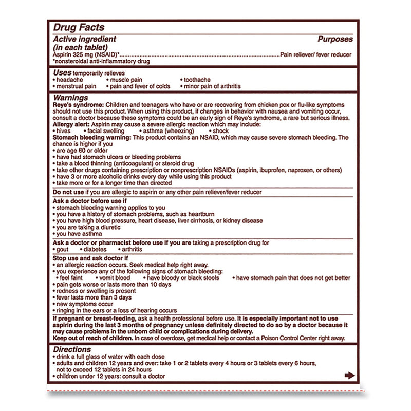 Bayer Aspirin Tablets, Two-Pack, 50 Packs/Box