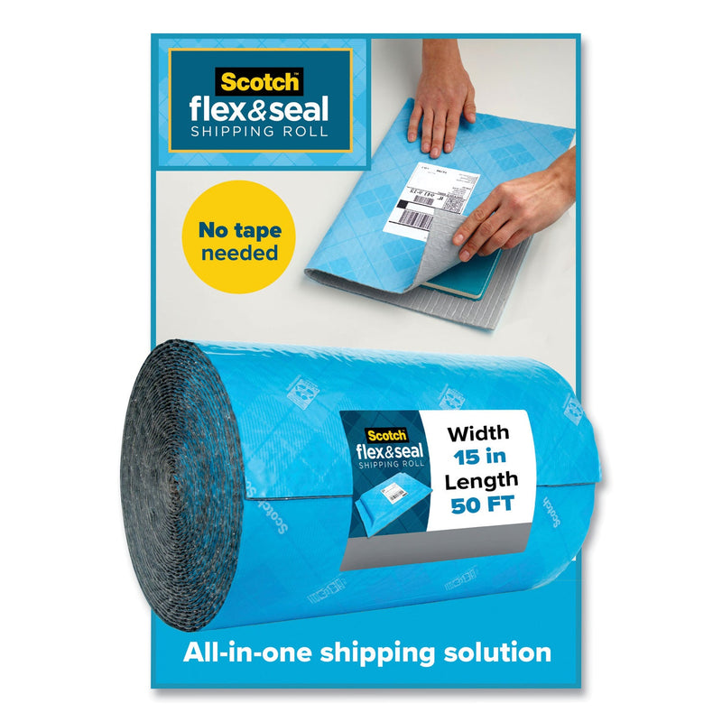 Scotch Flex and Seal Shipping Roll, 15" x 50 ft, Blue/Gray