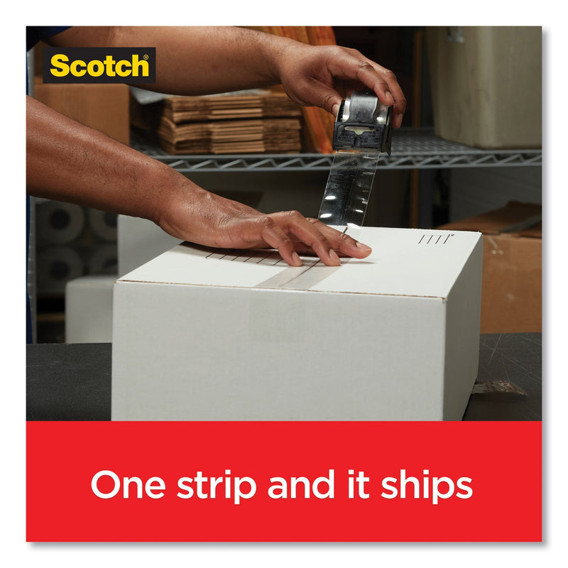 Scotch Box Lock Shipping Packaging Tape with Dispenser, 3" Core, 1.88" x 54.6 yds, Clear, 4/Pack