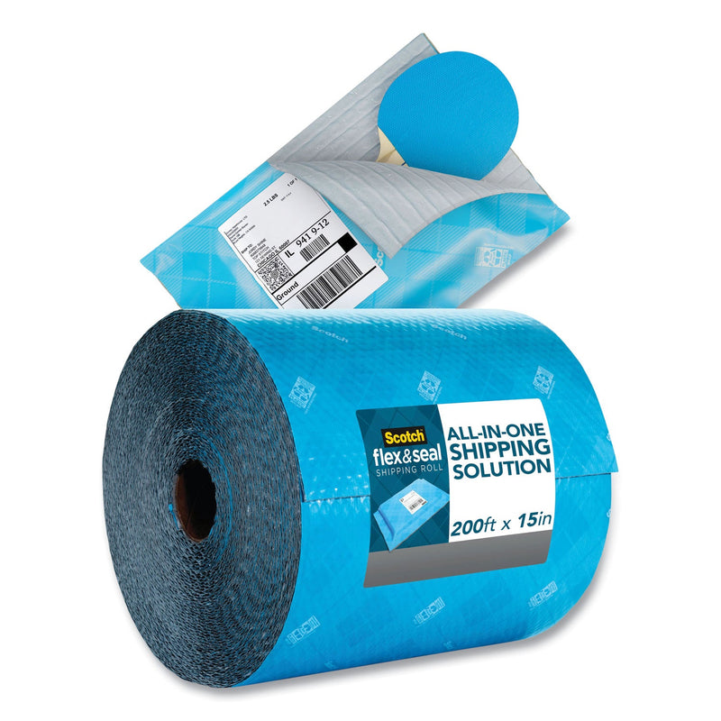 Scotch Flex and Seal Shipping Roll, 15" x 200 ft, Blue/Gray