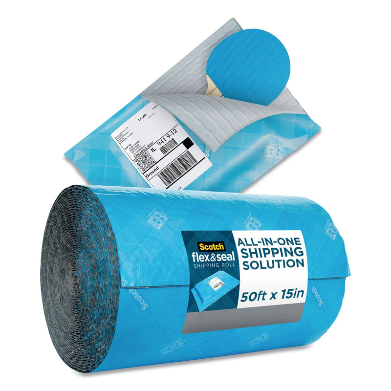 Scotch Flex and Seal Shipping Roll, 15" x 50 ft, Blue/Gray