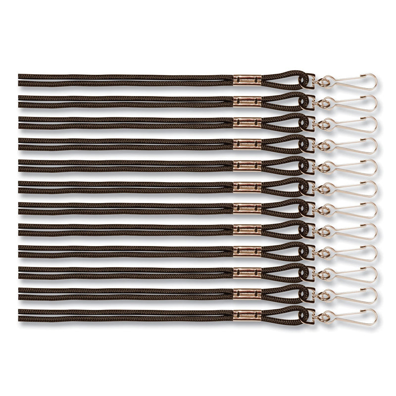 Champion Sports Lanyard, Metal J-Hook Fastener, 20" Long, Black, 12/Pack