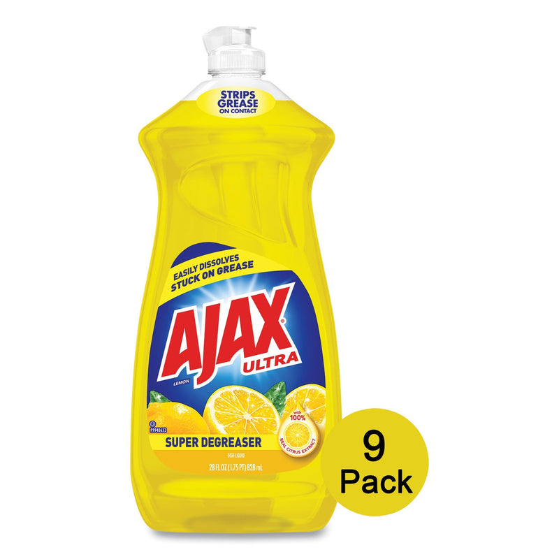 Ajax Dish Detergent, Lemon Scent, 28 oz Bottle, 9/Carton