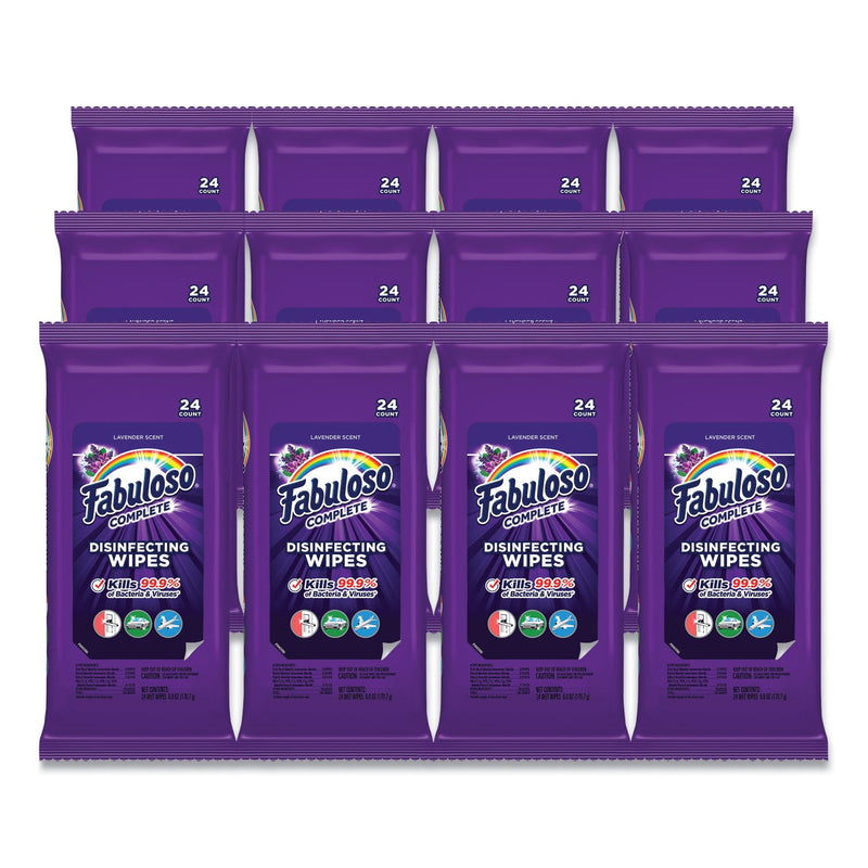 Fabuloso Multi Purpose Wipes, 7 x 7, Lavender, 24/Pack, 12 Packs/Carton