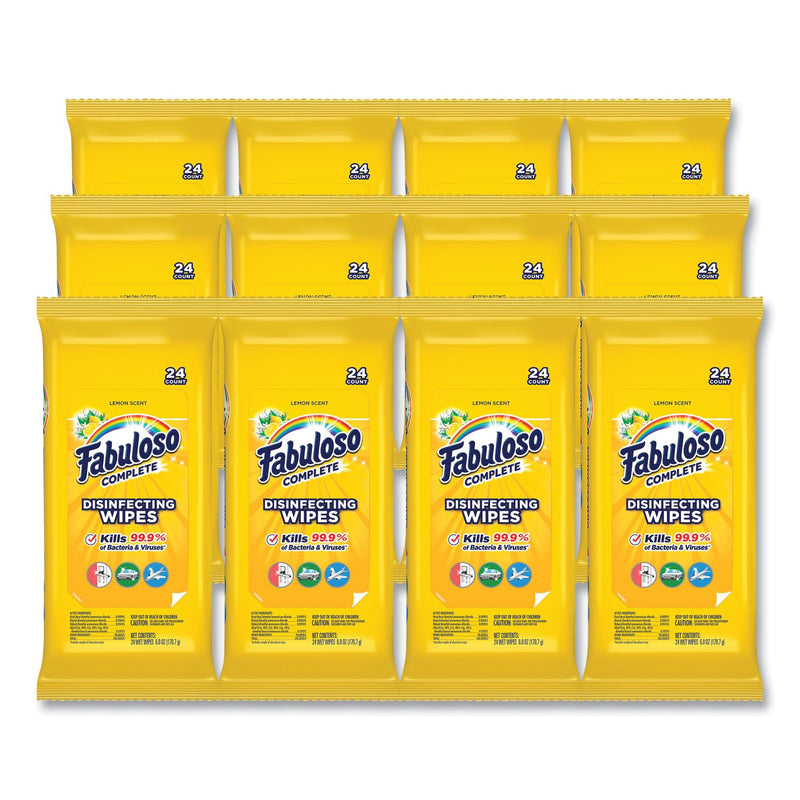 Fabuloso Multi Purpose Wipes, 7 x 7, Lemon, 24/Pack, 12 Packs/Carton