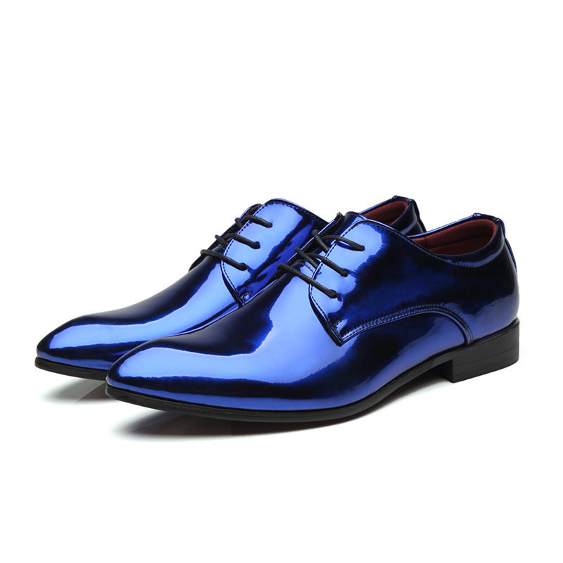 British Pointed Leather Shoes Men's Fashion Bright Leather Men's Shoes Foreign Trade Leather Shoes Amazon Wish LAZADA