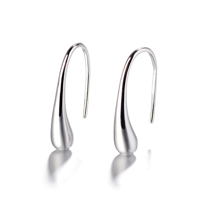 Solid Sterling Silver Waterdrop Hook Earrings