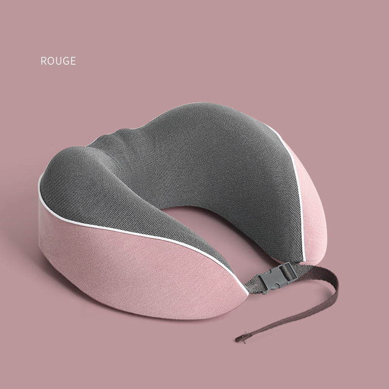 U-Shaped Memory Cotton Travel Pillow with Storage
