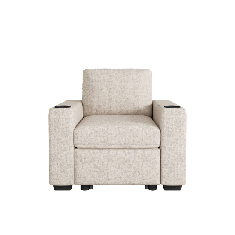 Single Pull Out Sofa Bed With USB Ports And Cup Holders