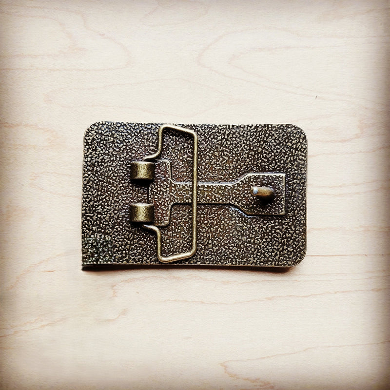 **Rectangle Leather Belt Buckle Mixed Metallic Hair-on-Hide 904q