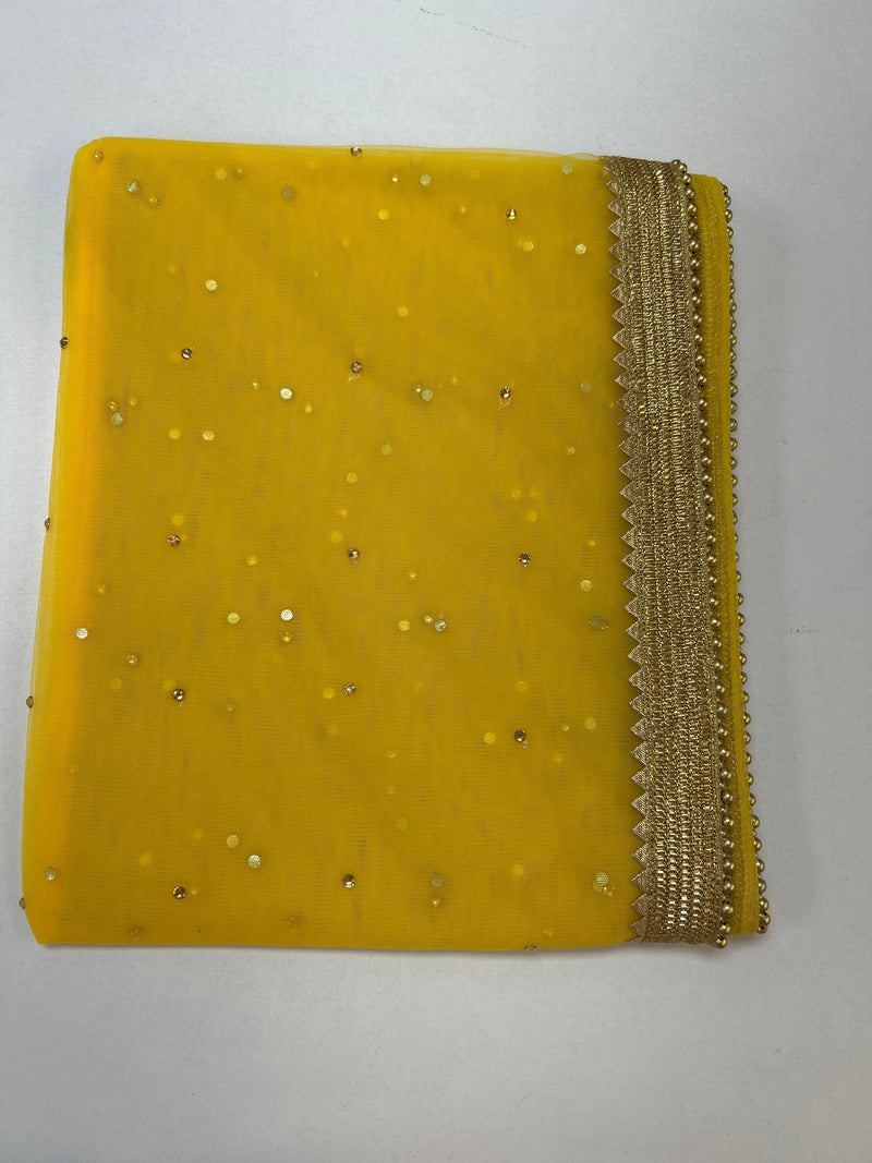 Net dupatta with heavy golden lace
