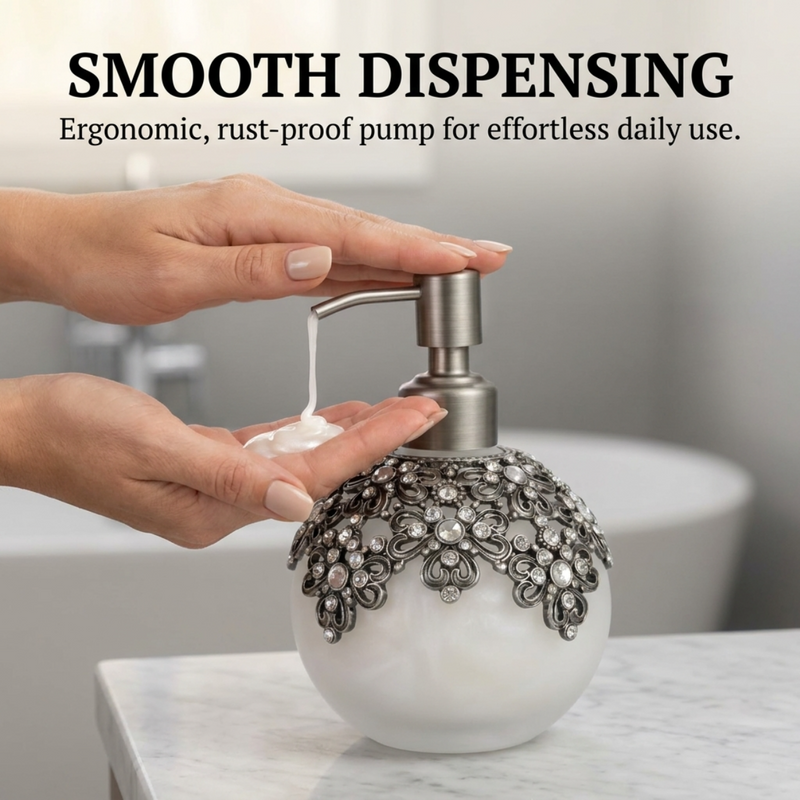 Lavinia Bloom – Modern Decorative Bathroom Accessory Handmade Soap Dispenser, 12 oz