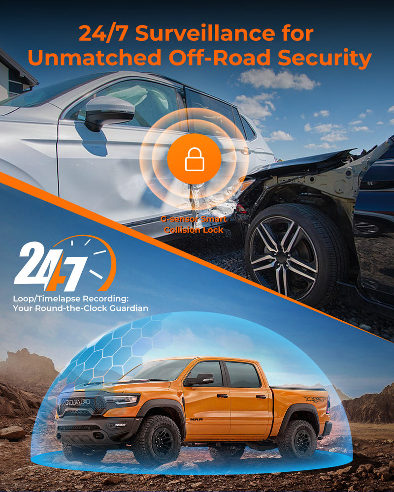 The Legend 3ch Waterproof Rear View Mirror Dash Cam with 1080P 60fps Front+ Rear+ Bumper/Cabin Cameras