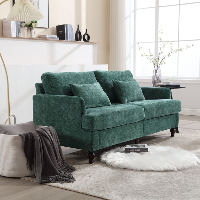 Mid Century Modern Fabric Loveseat Sofa, 2 Seat Upholstered Couch