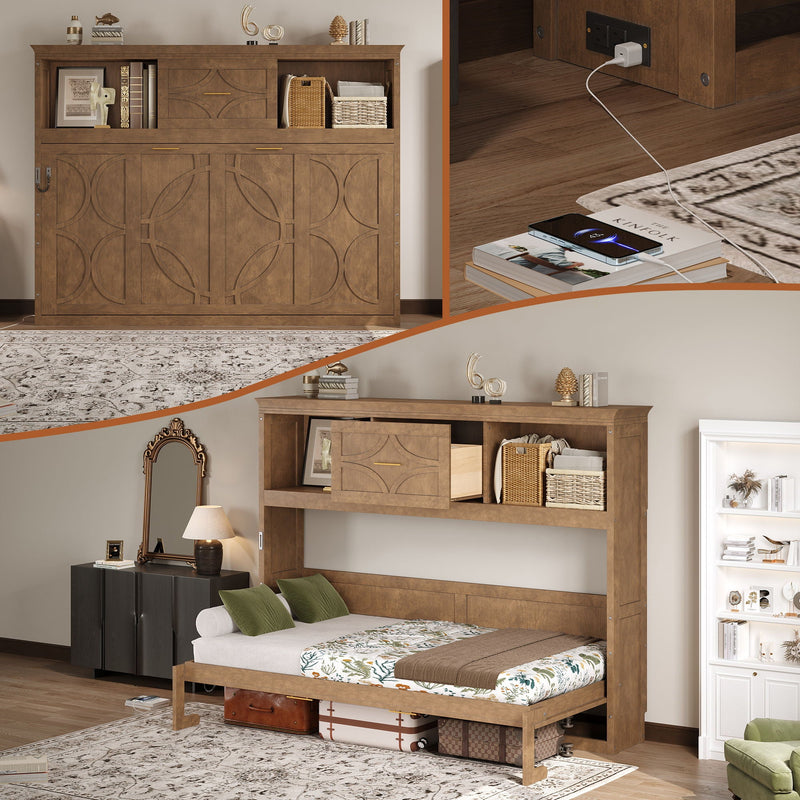 Murphy Bed With Charging Station And Drawer