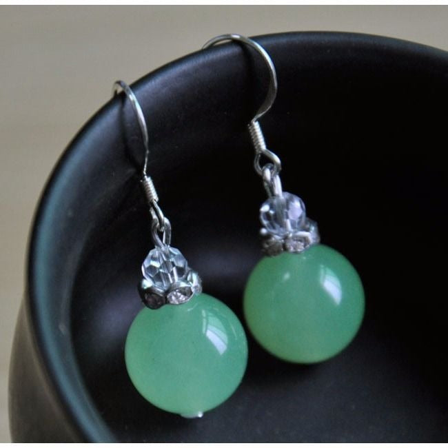 Natural Jadeitea Beads Earrings