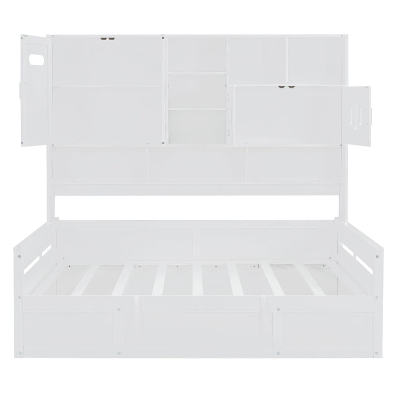 Daybed With All-In-One Cabinet And Shelf