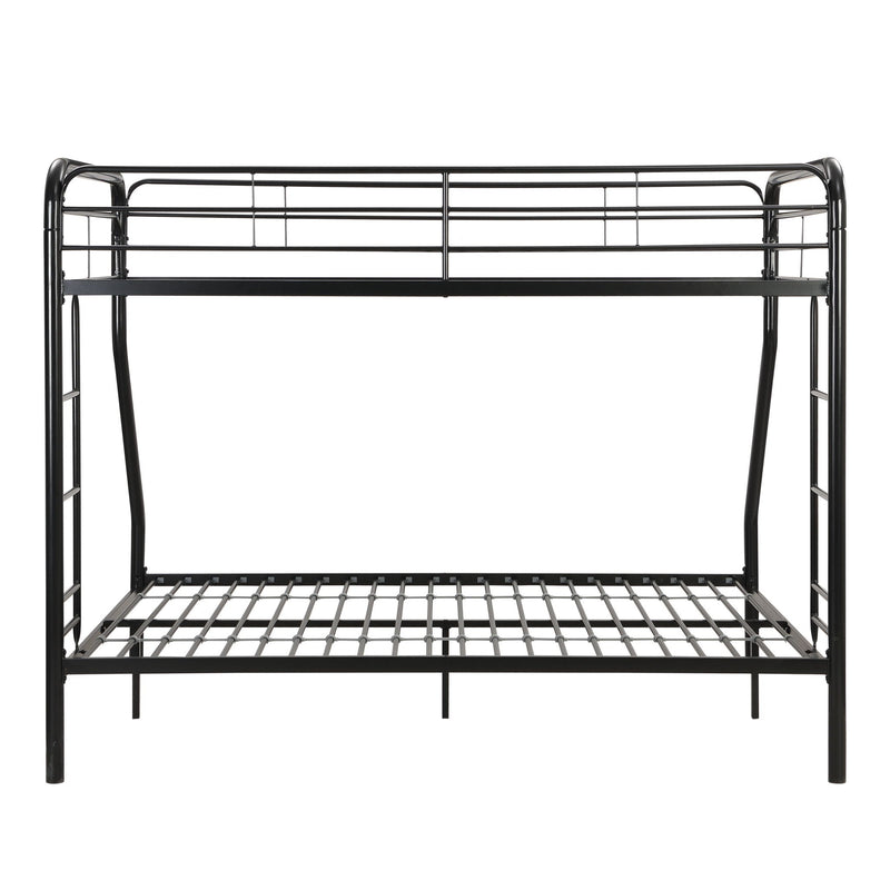Modern Twin Over Full Metal Bunk Bed With Trundle And Dual Side Ladder And Metal Design - Black / Brown
