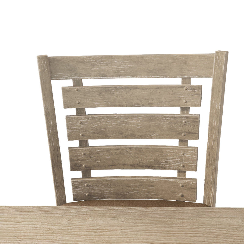 Dining Counter Height Chairs Modern Farmhouse Rustic Look Distressed Design Ladderback Solid Wood (Set of 2) - Grayish Brown