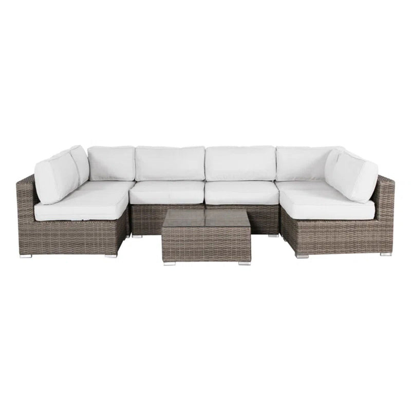 Seating Set With Cushions Handcrafted Wicker Design