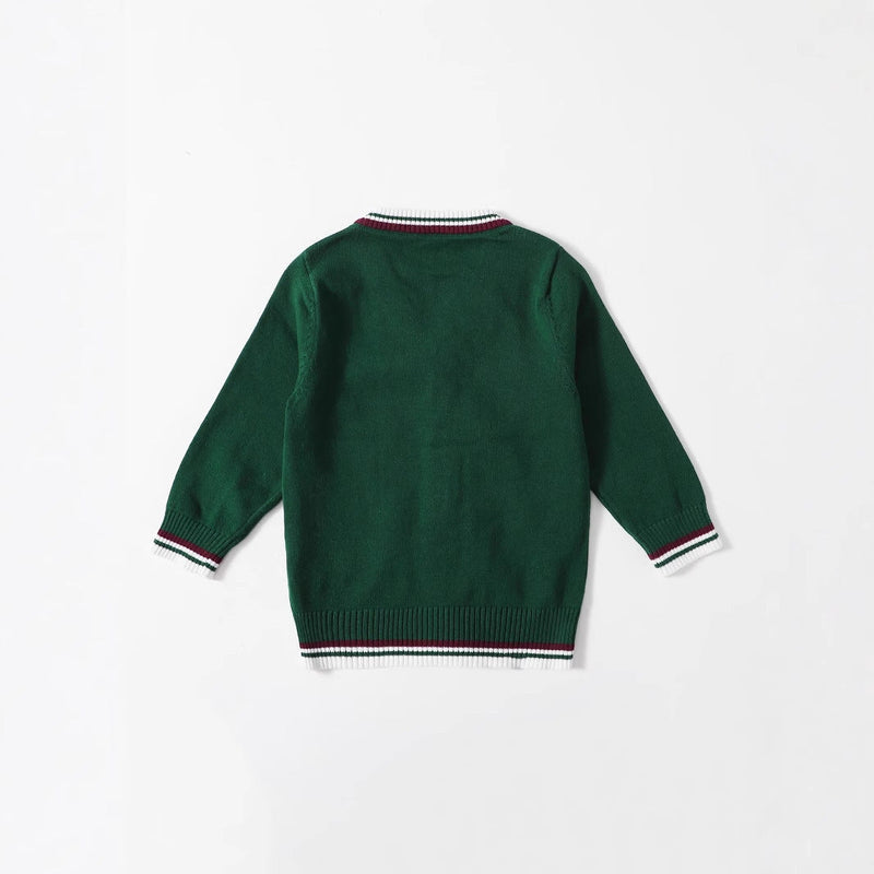 Boys' Knitted Cardigan Sweater - Lightweight V-neck Pullover, Suitable For Outdoor Wear In Spring And Autumn