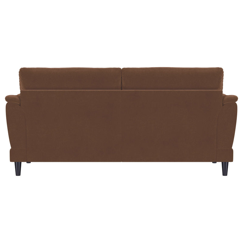 Selma Velvet Upholstered Crescent Arm Sofa Rust