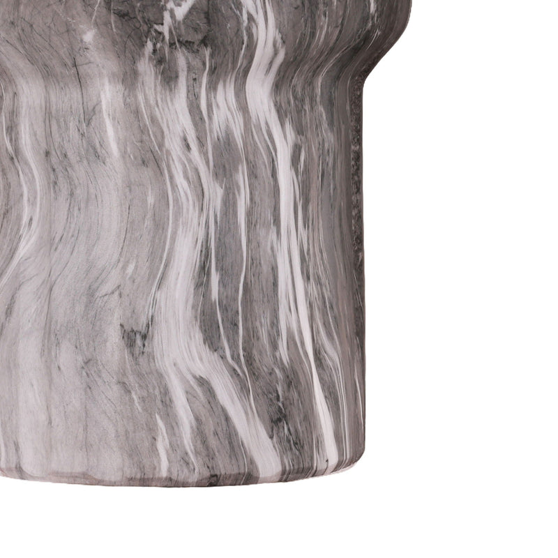 Round Geometric Outdoor End Table - Marble