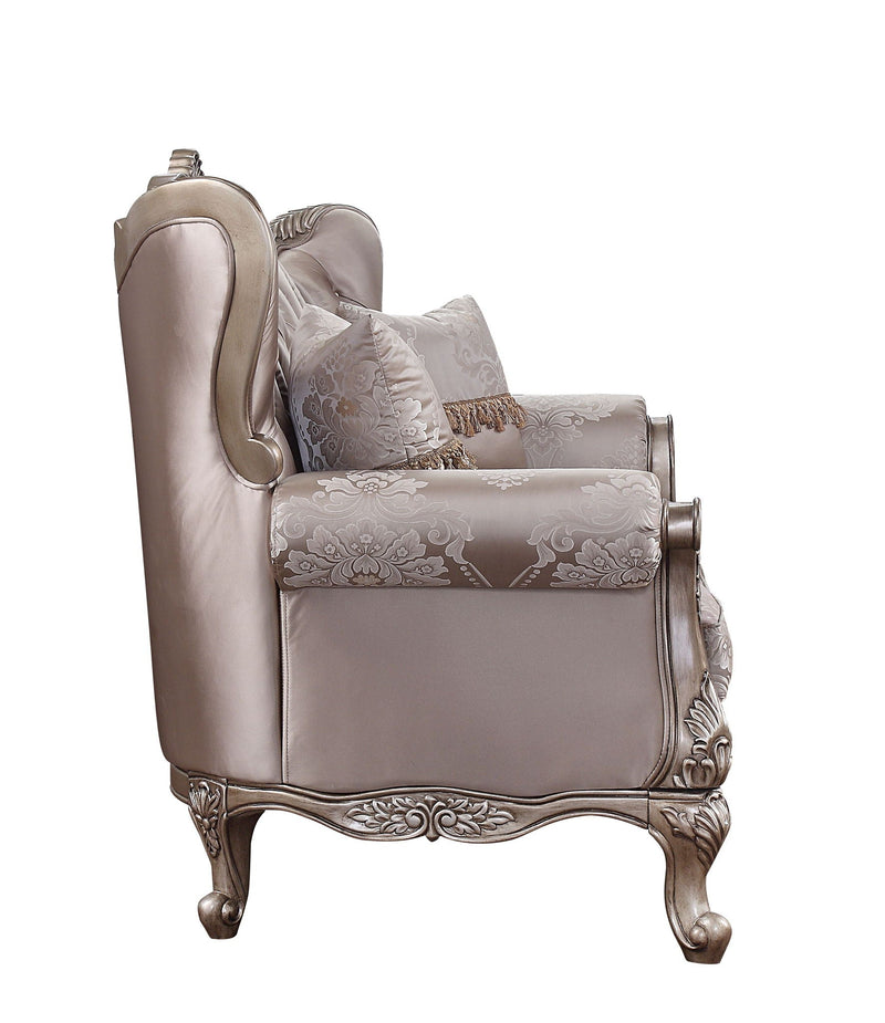 Jayceon - Loveseat With 2 Pillows - Fabric & Champagne