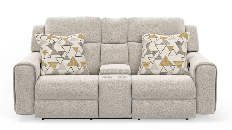 Micah - Power Headrest Power Deep Seat Reclining Console Loveseat - Oatmeal
