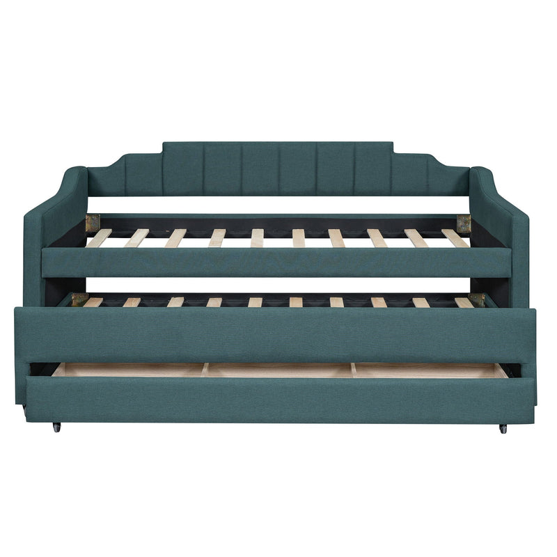 Upholstered Simple Design Daybed With Trundle And 3 Drawers