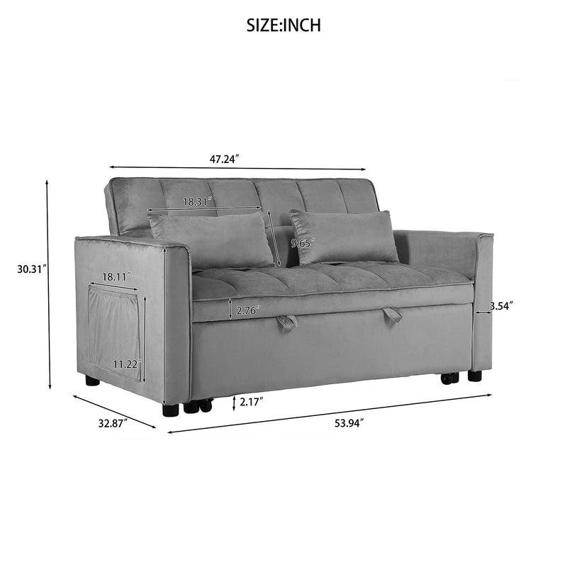 3 In 1 Pull Out Couch Convertible Sofa Bed With Reclining Backrest