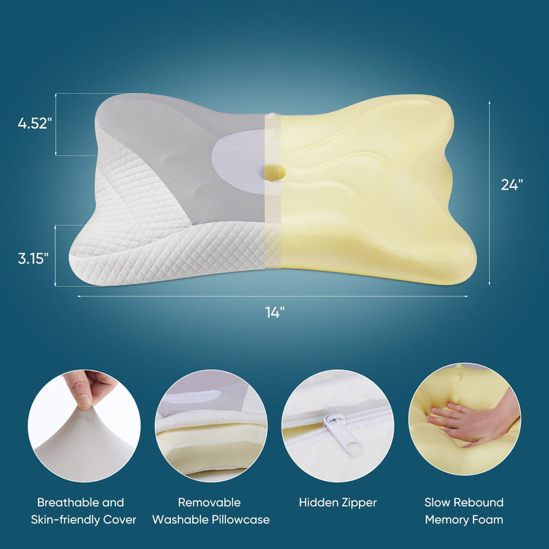 💤 Ergonomic Foam Neck Pillow – Neck Support & Spinal Alignment