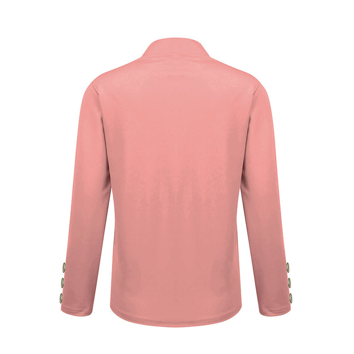 Plus Size Women's Solid Color Long Sleeve Blazer - Button Cuff Sport Coat Comfortable For Work & Casual Wear