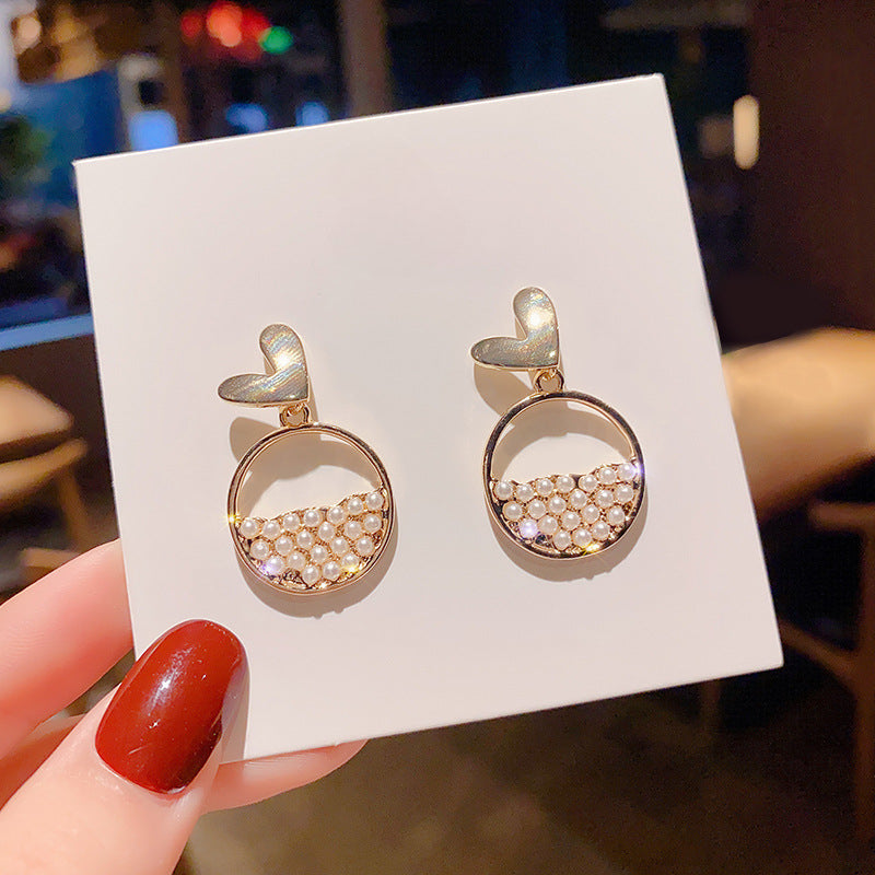 Geometric Pearl Dangle Earrings