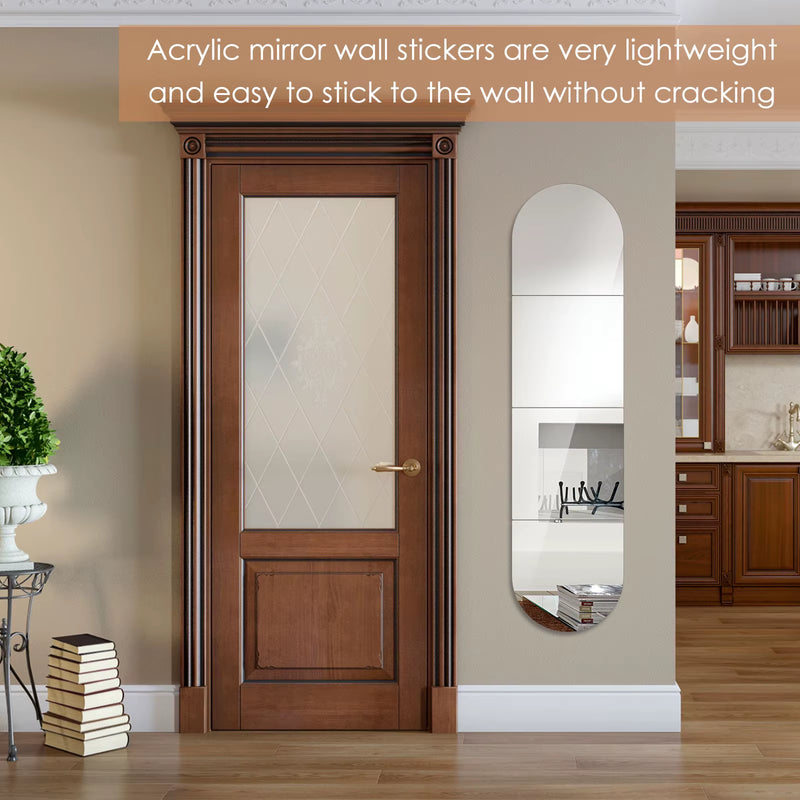 4 Pcs Full Length Acrylic Mirror Set Self Adhesive Acrylic Mirror DIY Flexible Mirror Stickers for Living Room Bathroom Decor