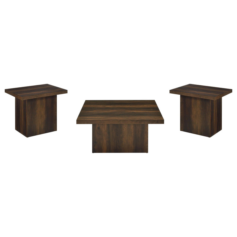 Devar 3-piece Square Coffee and End Table Set Dark Pine